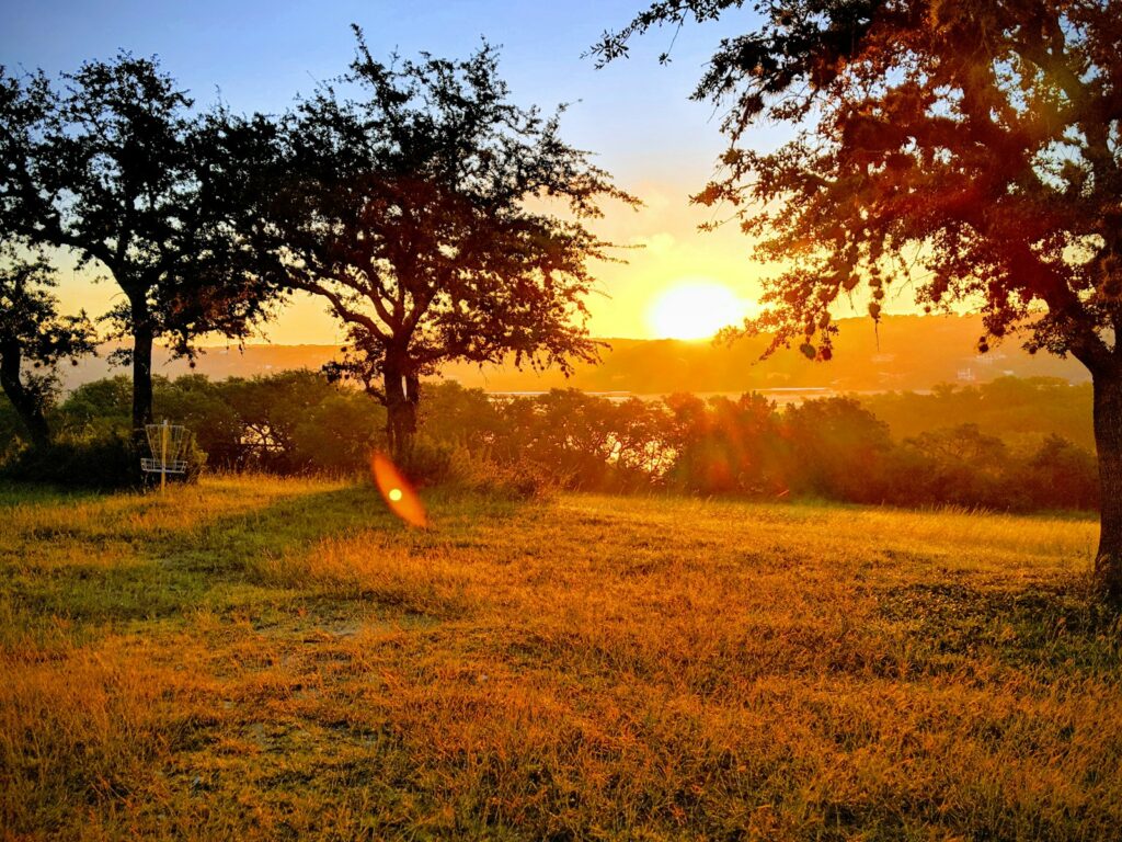 A Texas Hill Country field at sunset