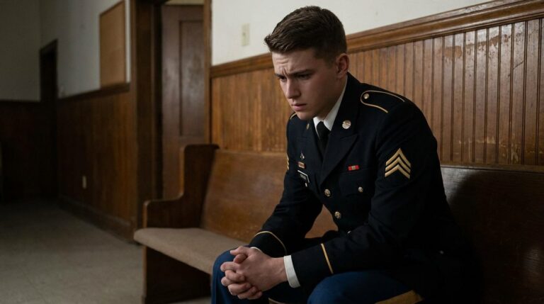 Service member in dress uniform considering TRICARE-covered rehab again after a relapse