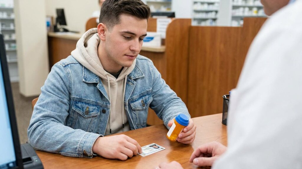 Young man reviewing TRICARE coverage details for Suboxone and medication-assisted treatment at a desk