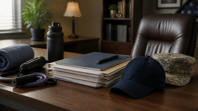 Desk and paperwork representing a confidential military record